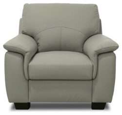 HOME Lukah Leather Chair - Grey.